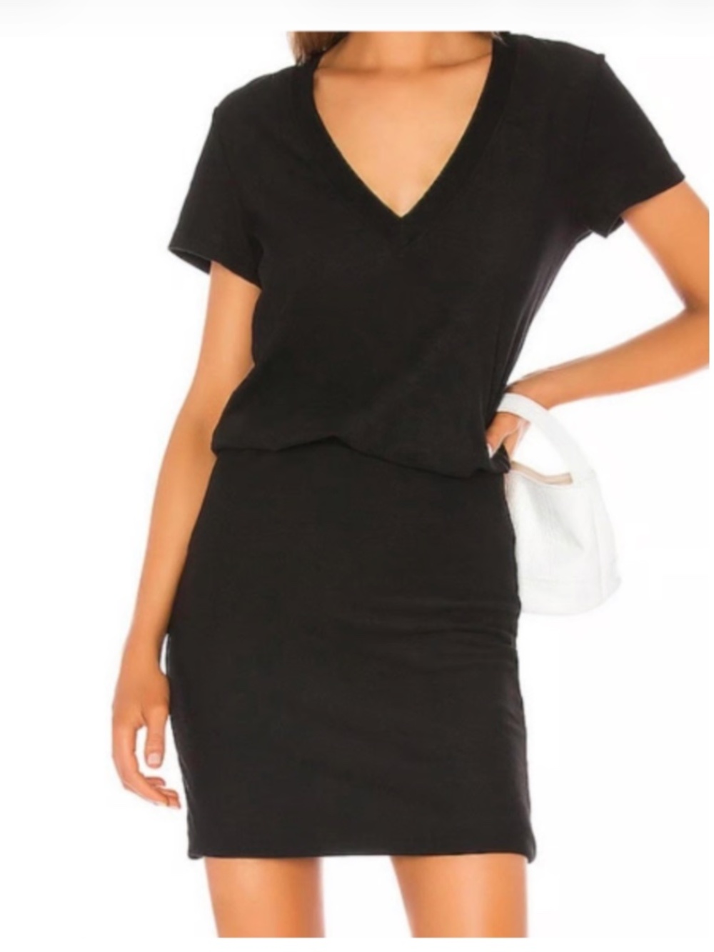 James Perse V Neck Short Sleeve Blouson T Shirt Dress Size 0 (XS)